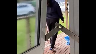 Desi Aunt taking off washing