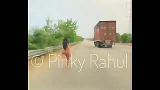 Pinky Naked dare on Indian Highways