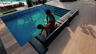 Indian Boy Ravan Fucked black African wet police girl on the see beach swimming sofa.